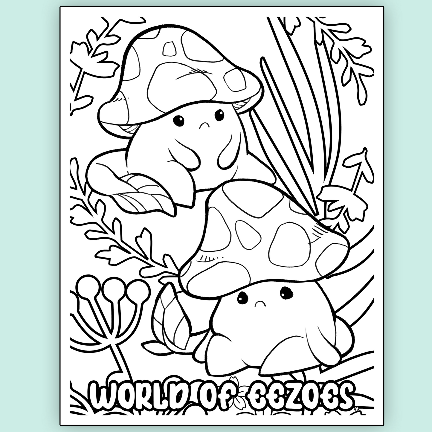 Grumpshroom Colouring Page FREE Digital Download